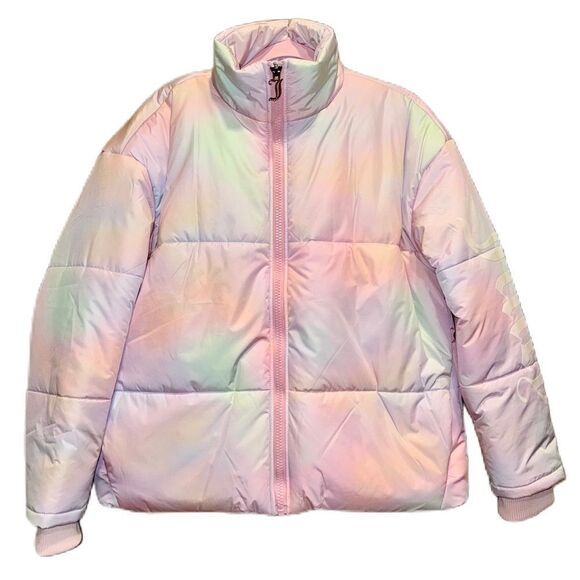 Juicy Couture Avalon Logo Sleeve Cotton Candy Puffer Jacket Pastel Tie-Dye Coat - Picture 3 of 16